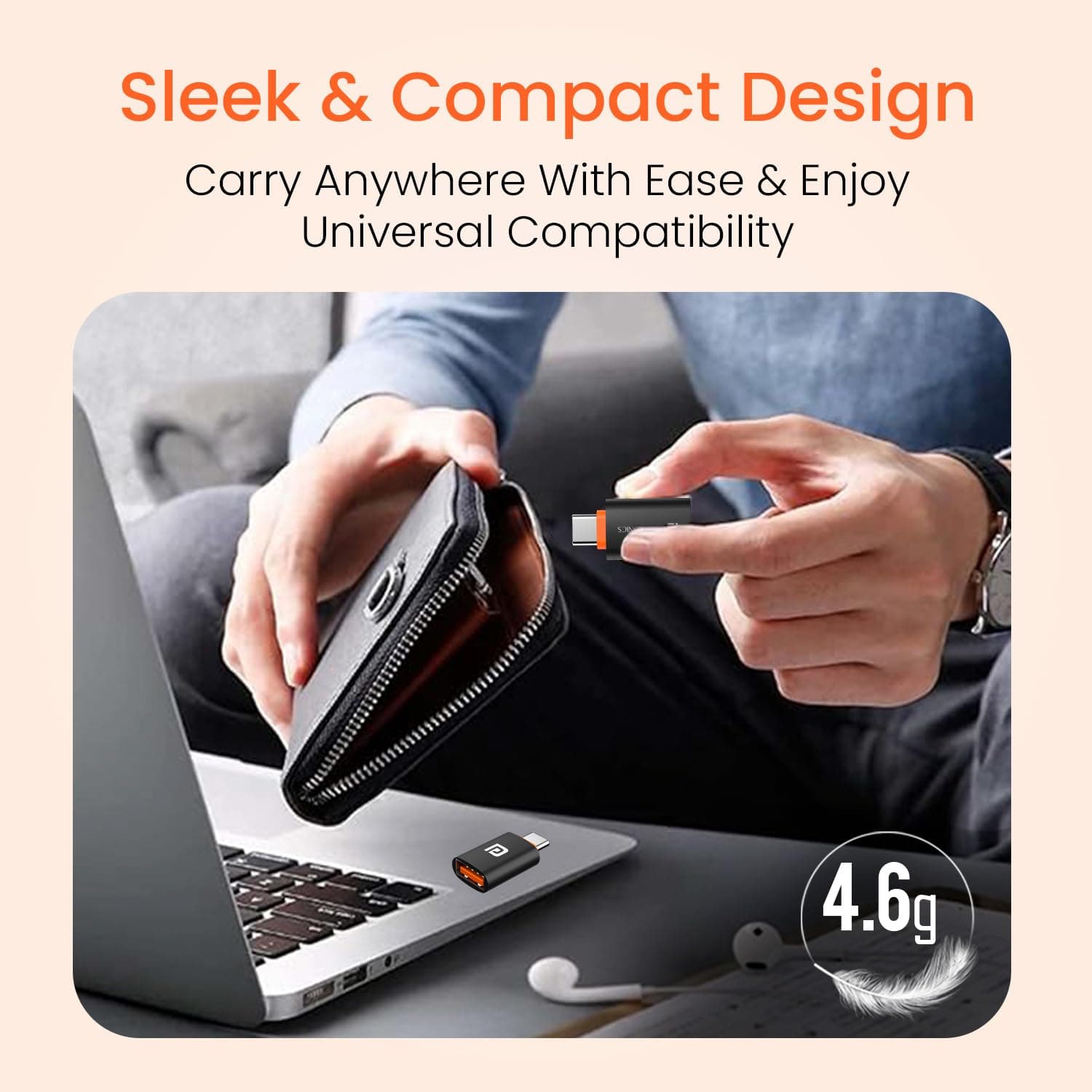 Portronics Bridge Y USB-A To Type C Connector (Black)